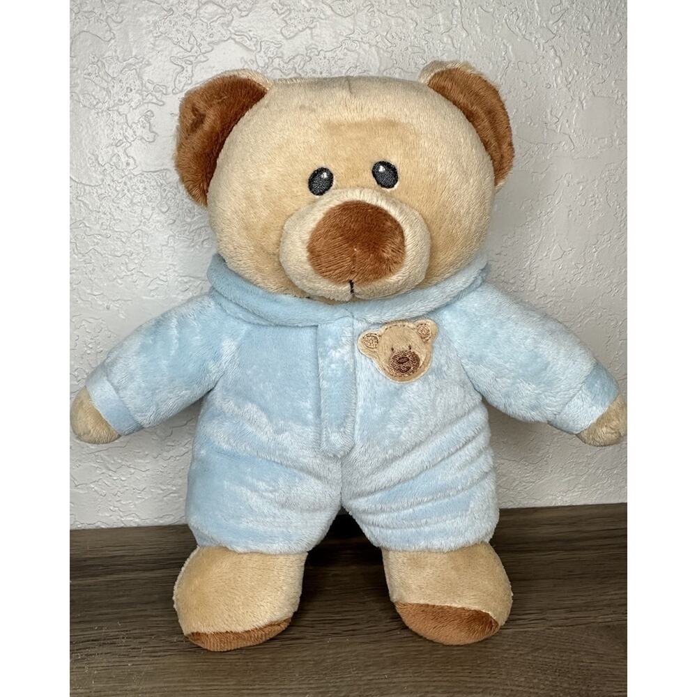 Ty Pluffies Baby Bear Blue Plush in Hooded Pajamas Stuffed Animal 10"